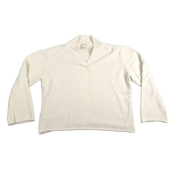 J Jill Sweater Shirt Womens Medium Cropped Beige Longsleeve Pullover Sherpa - Picture 1 of 5